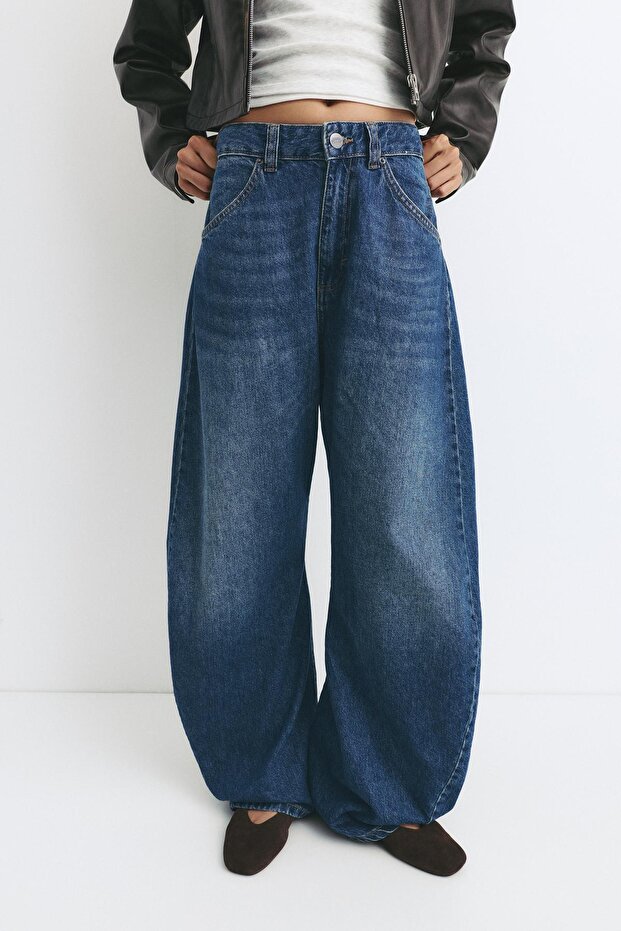 Barrel kesim orta bel jean - 4