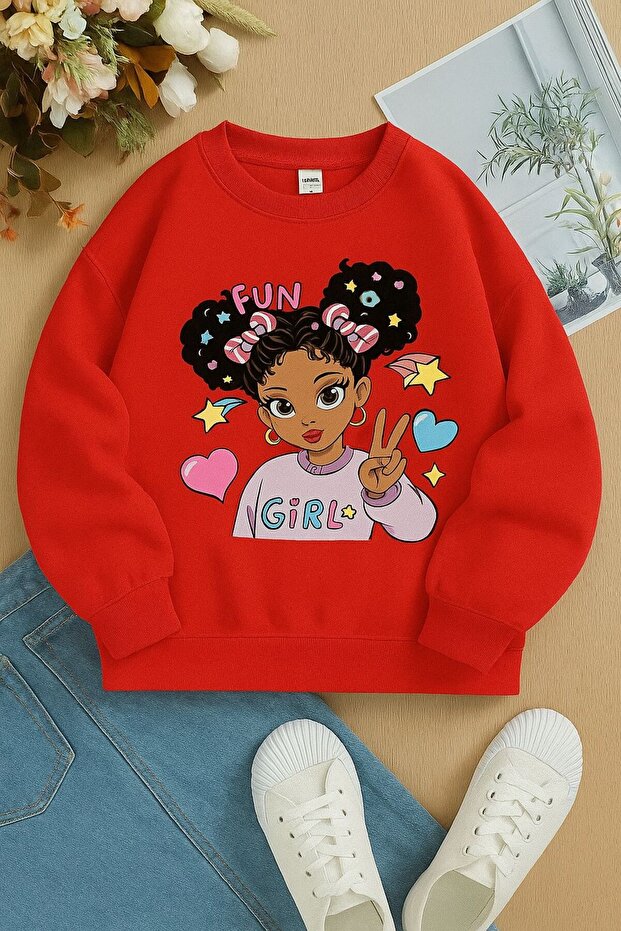 3 Yarn Combed Cotton Girls Printed Unisex Children's Sweat