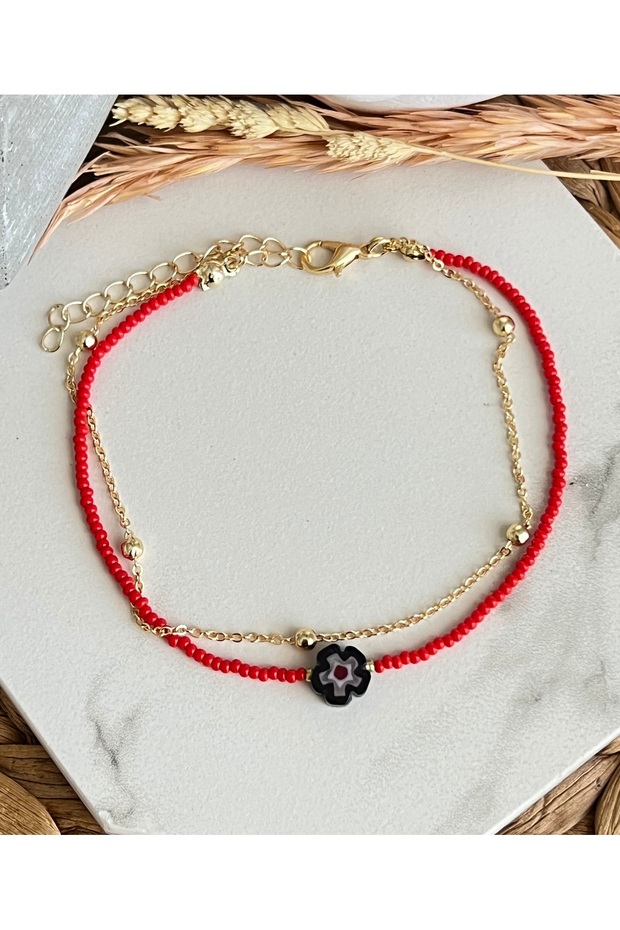 Red Murano Double Anklet - 1
