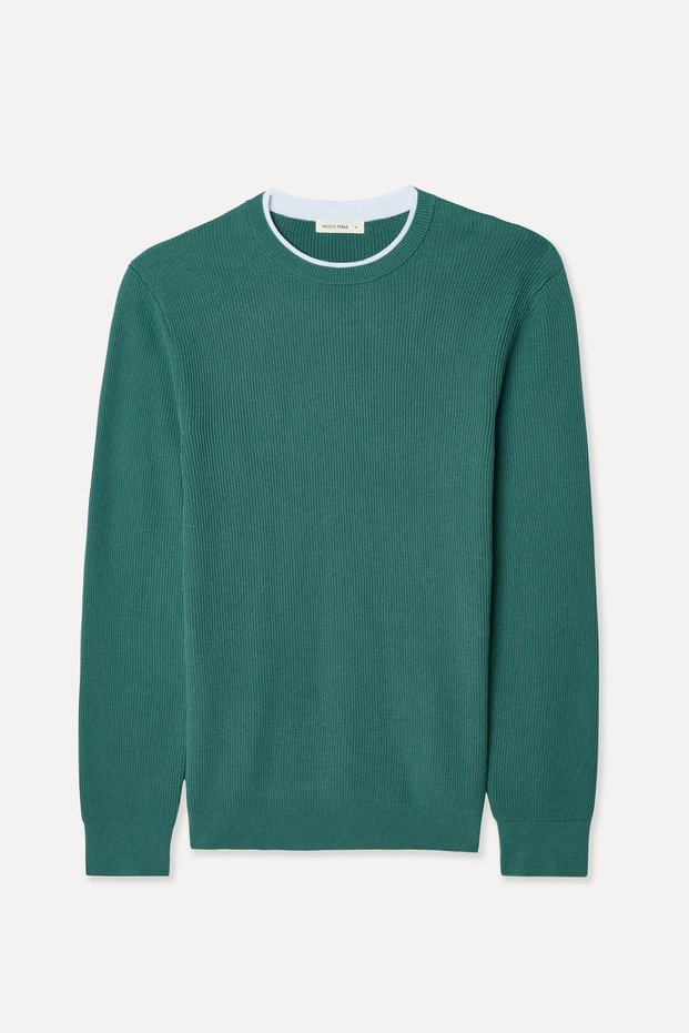 Men's Green Knitted Crew Neck Sweater