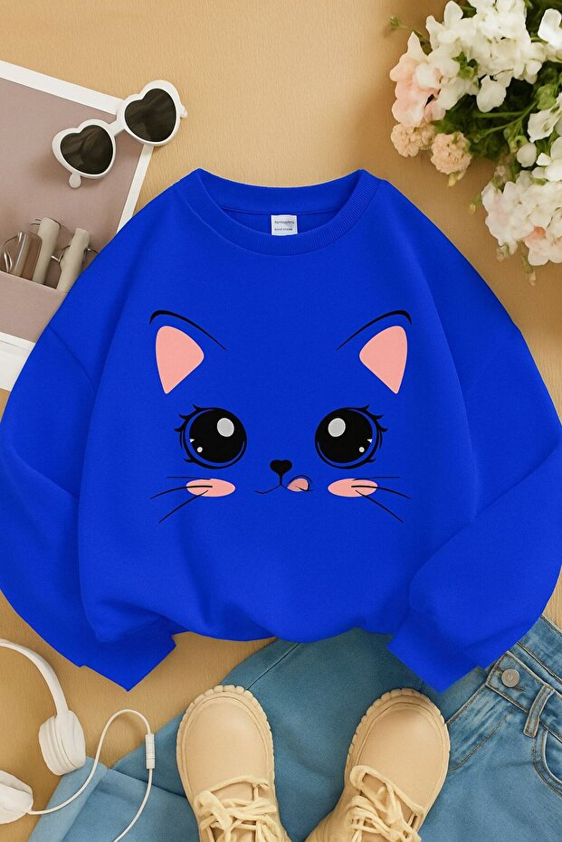 3 Yarn Combed Cotton Kitten Printed Unisex Children's Sweat