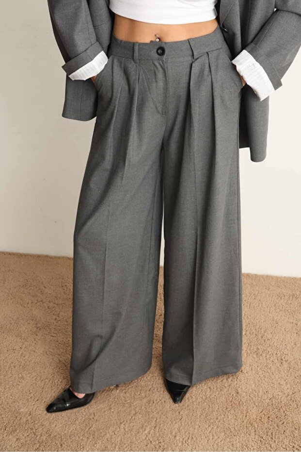 Gray Oversize Jacket Pants Set - 7