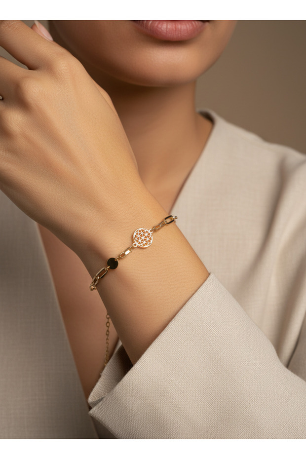 Gold Color Geometric Figure Chain Bracelet