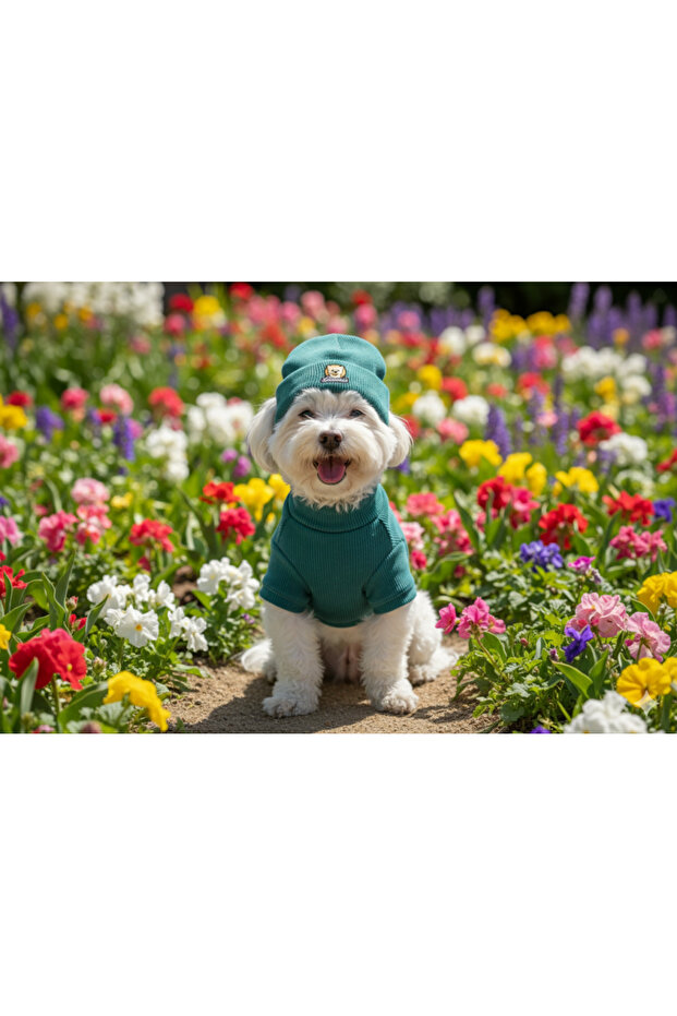 Handmade Ribbed Fabric Dog Outfit and Hat Set (for Small and Medium Breeds)
