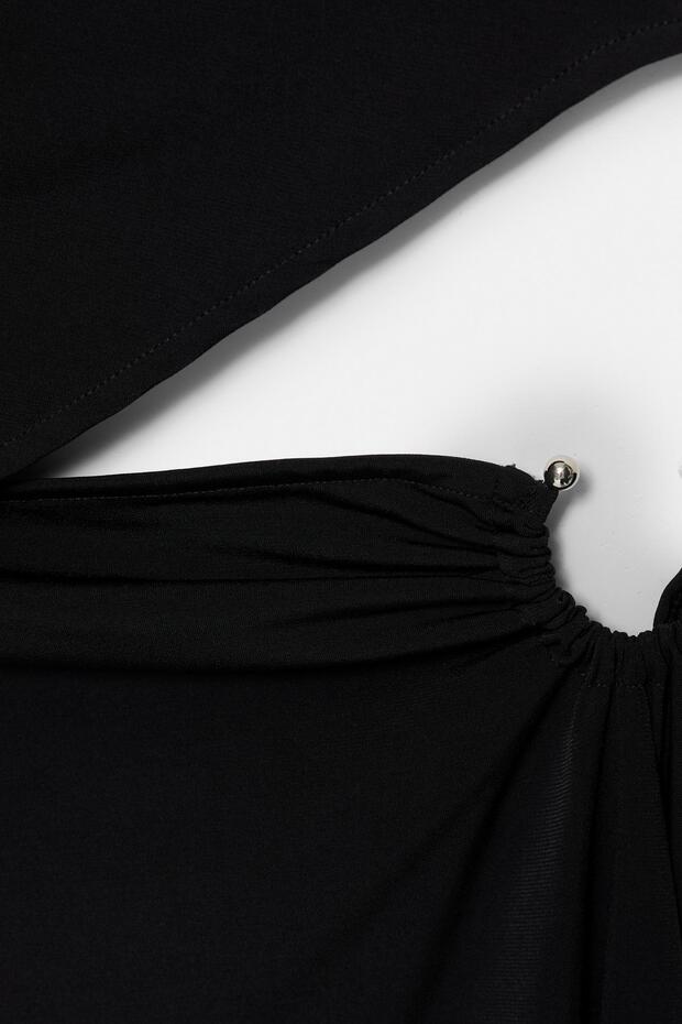 Pencere detaylı midi elbise - 7