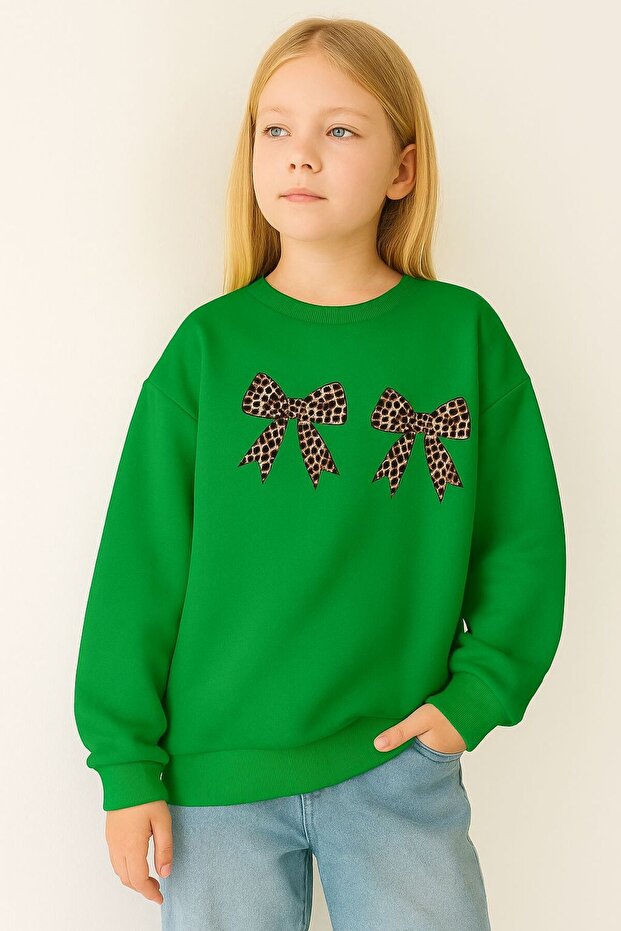 3 Yarn Combed Cotton Leopard Ribbon Printed Unisex Children's Sweat