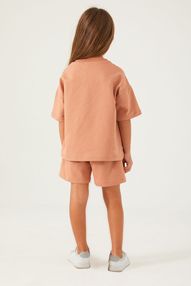 U.S. Polo Assn Plain Open Naive Açık Kahve Kız Çocuk Şort Takım - 5