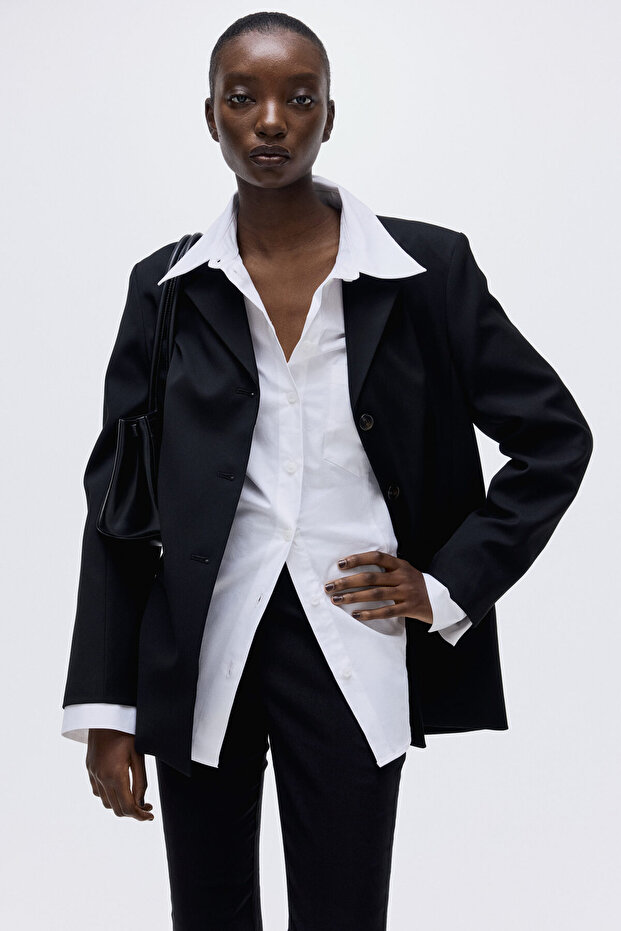 Tek Sıra Düğmeli Blazer - 1