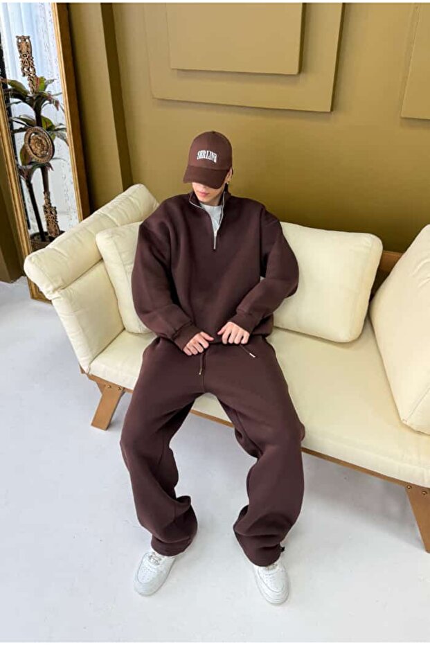 سويت شيرت أساسي فاخر كبير الحجم بسحاب نصفي - 2