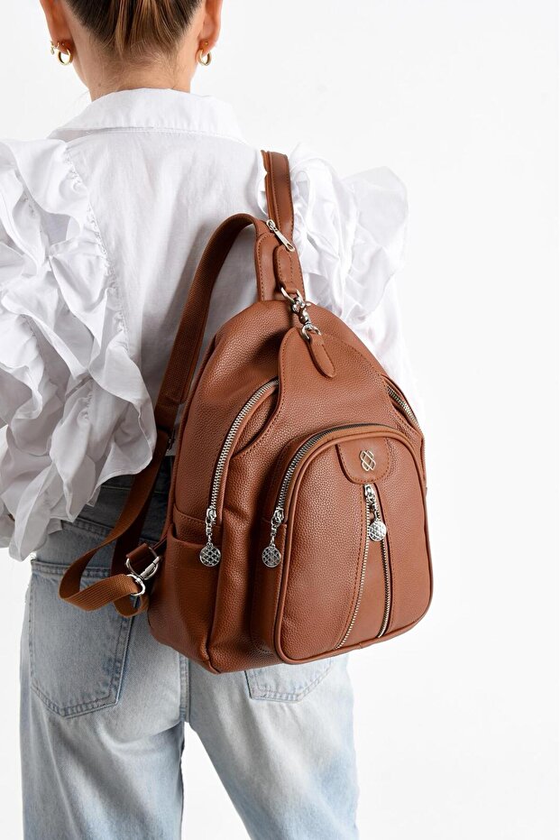 Soft Leather Multi-Useful Multi-Compartment Backpack Suitable for Daily Use 728 - 8