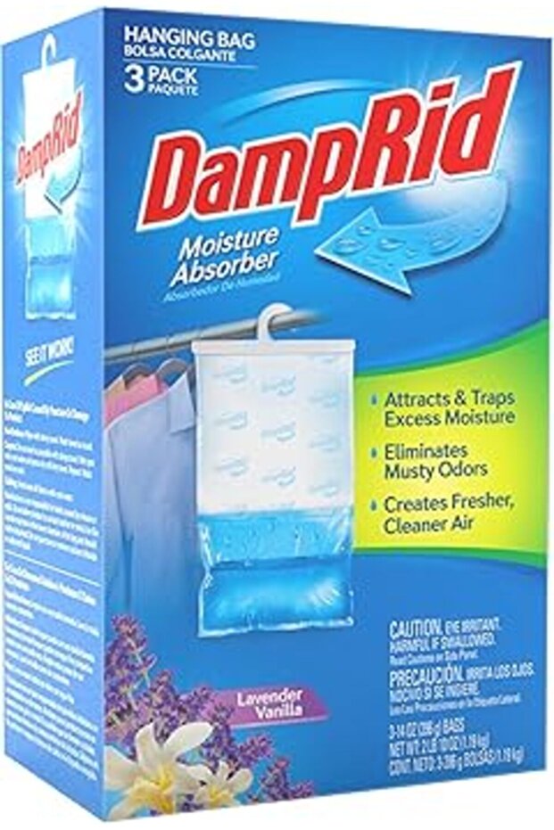 DampRid Lavender Vanilla Hanging Moisture Absorber, 3 Pack, for Fresher, Cleaner Air in Closets