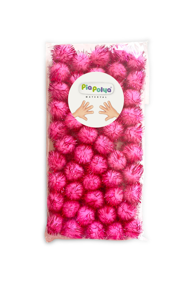Glitter Pompom | Pink | 2cm | 50 Pieces