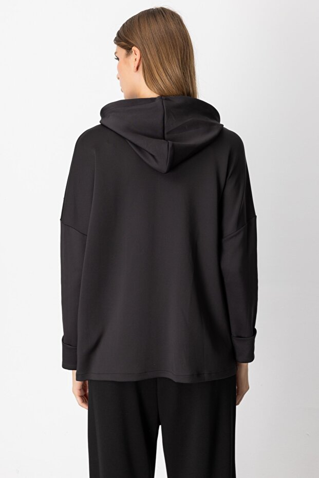 Taş İşlemeli Kapüşonlu Eşofman Üstü - 5