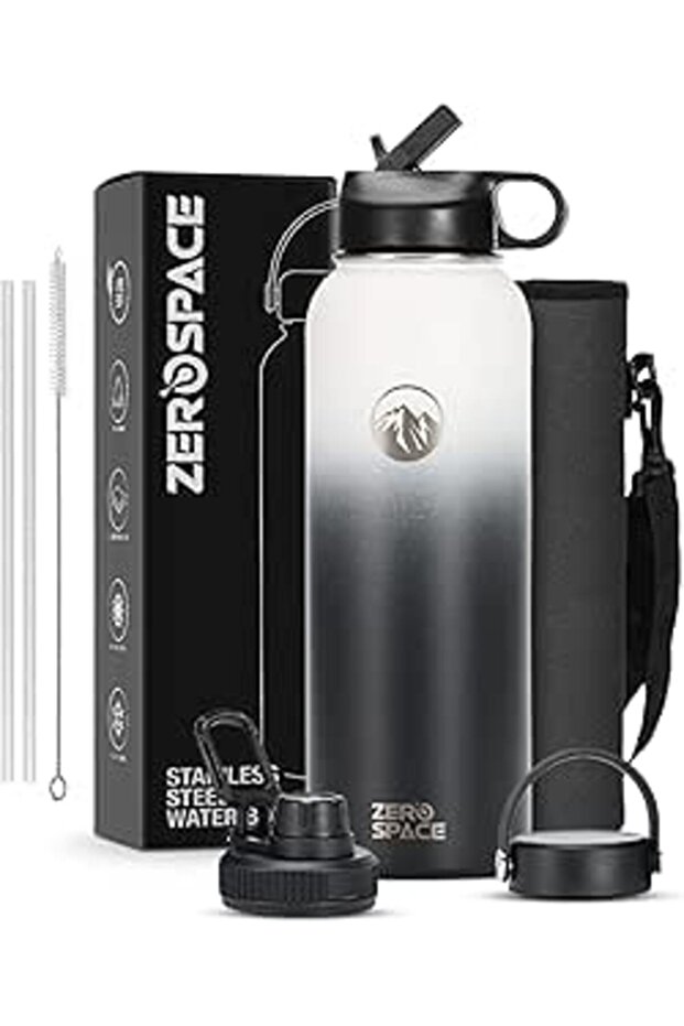 ZeroSpace Stainless Steel Water Bottle, 1200ml Insulated Water Bottle with Straw & Brush, BPA-Free D