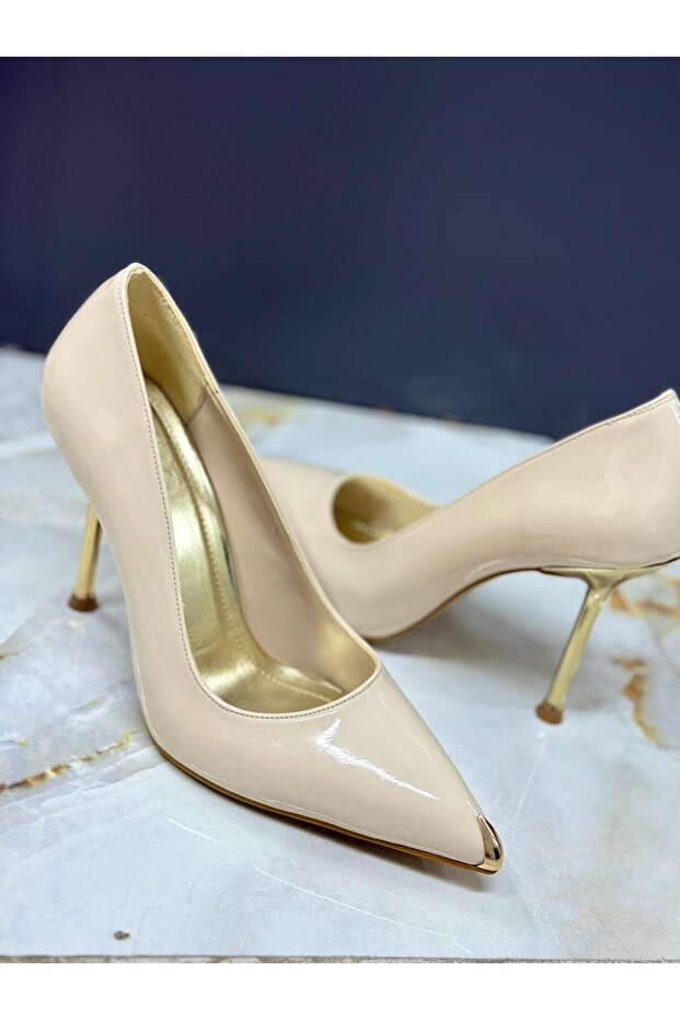 Women's Galvanized Thin Heeled 10.5 Centimeter Evening Dress Shoes