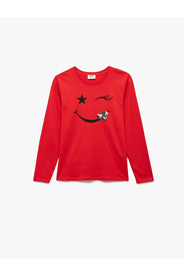 Long Sleeve Crew Neck Sequin T-Shirt