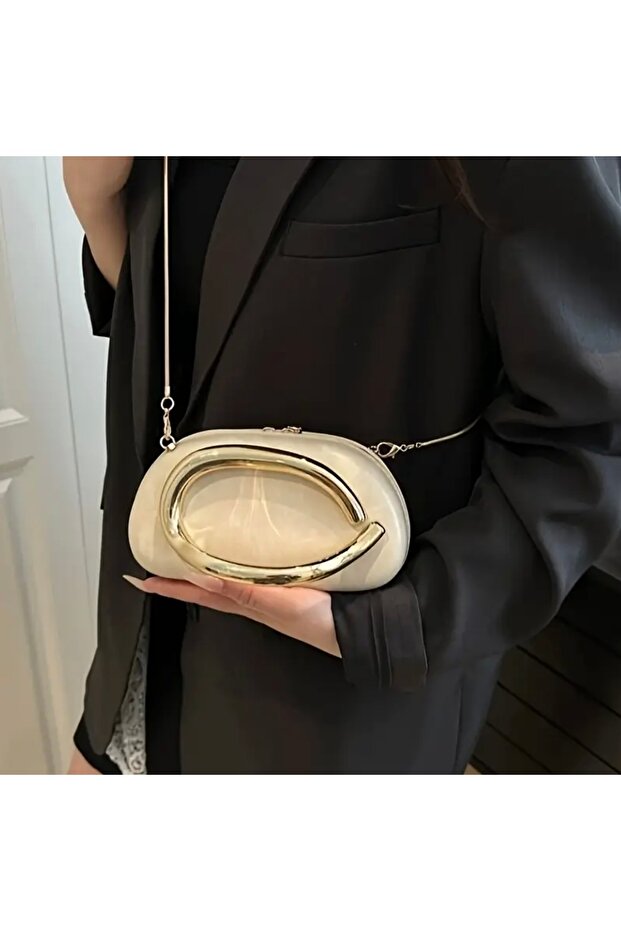 Crescent Clutch Bej Çanta - 1