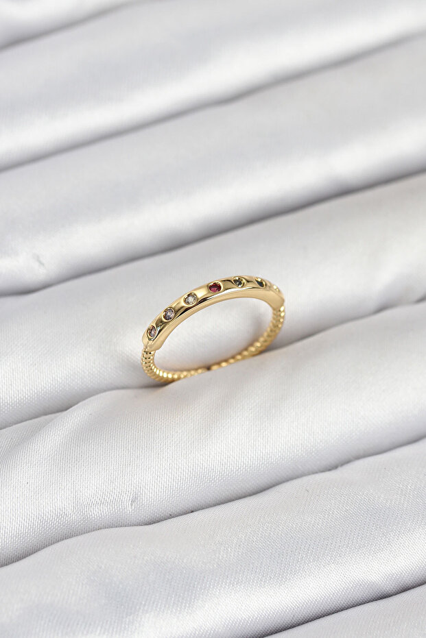 Brass Color Zircon Stone Women's Ring (Gold Color)