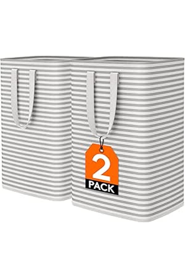 Lifewit 2 Pack Laundry Hamper Large Collapsible Laundry Baskets, Freestanding Waterproof Clothes Ham