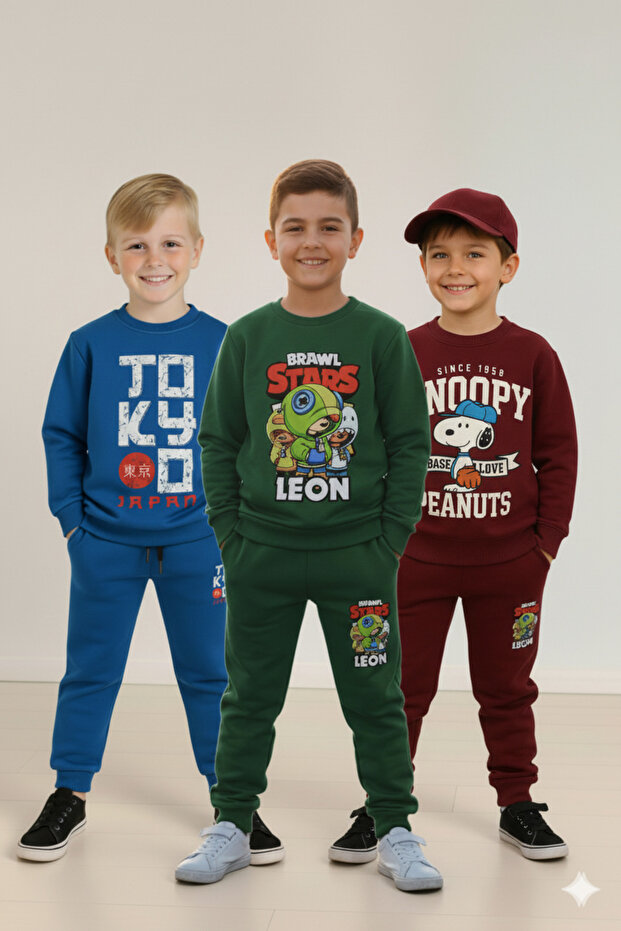 Boys' Winter Swatshirt Tracksuit Set (3-Piece Set)