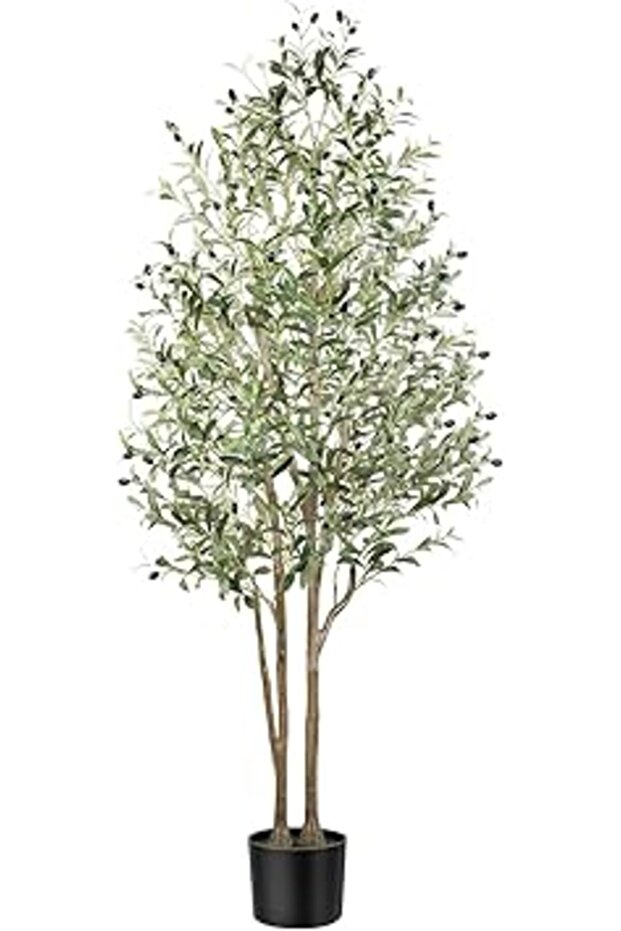 Alupssuc 6FT Artificial Olive Tree, Fake Olive Tree with Lifelike Olive Leaves, Faux Olive Tree Indo