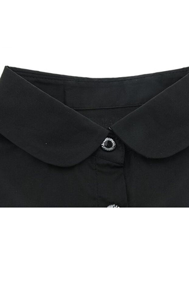 False shirt collar, removable, simple rounded pattern, Black - 8