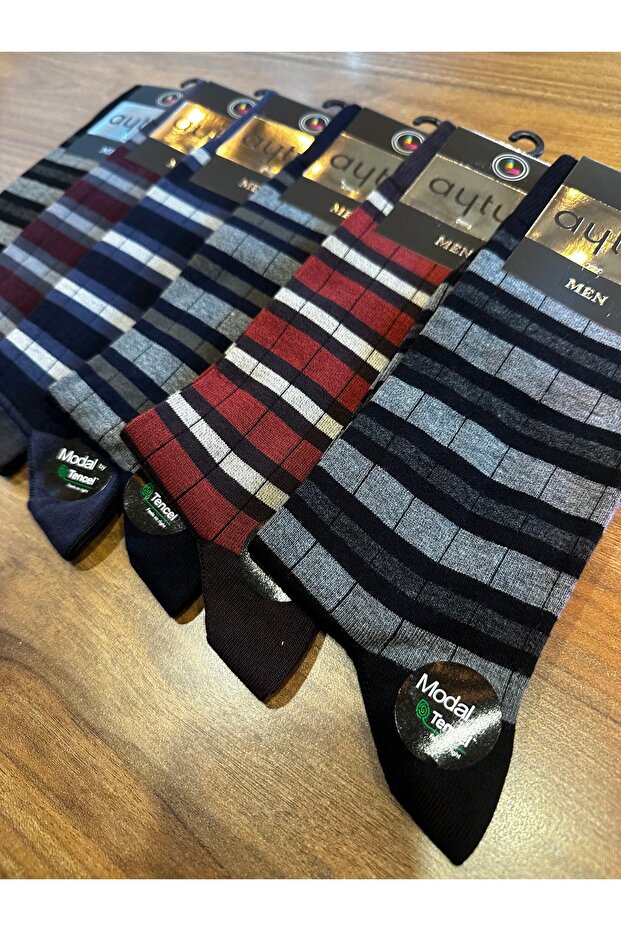 Men's Winter Modal Patterned Seamless Comfortable Socks 6 Pack - 2