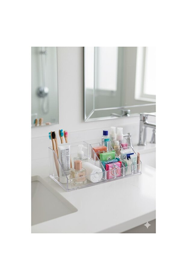Transparent Acrylic Bathroom Cosmetic Organizer Organizer 13X22X8 cm