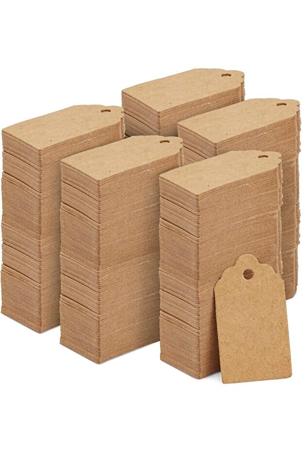 300 Pieces Perforated Mini Kraft Labels for Arts, Crafts, Flour Products and Textiles 2.4X4.4 cm