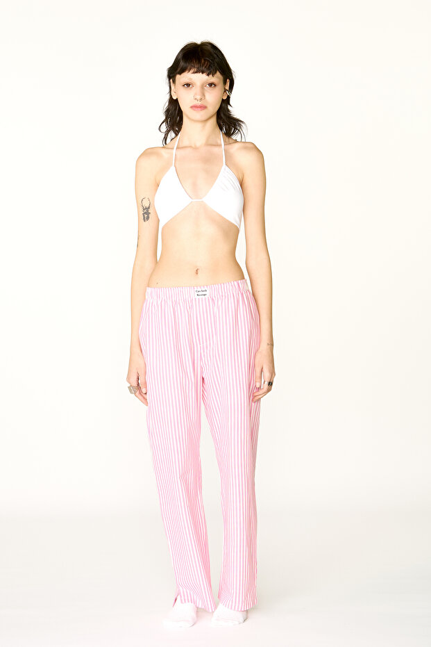 Cats Pink Striped Long Pants
