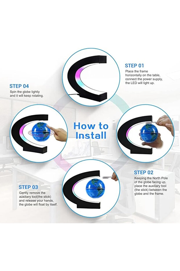 Blue floating globe in arc shape - 4