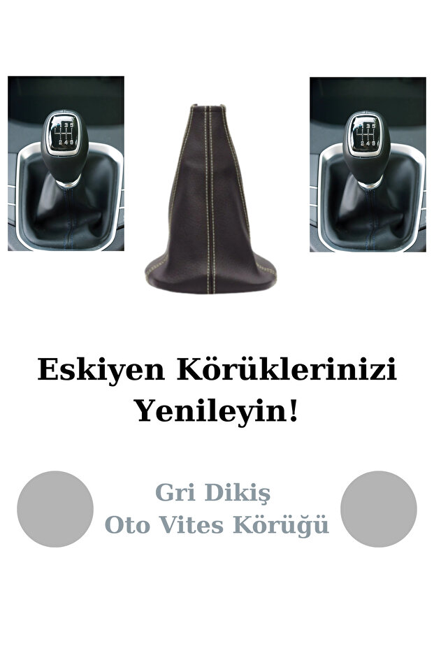 Special Ford Kuga Compatible Vehicle, Automatic Gear Shift Boot Gray Stitching - 3