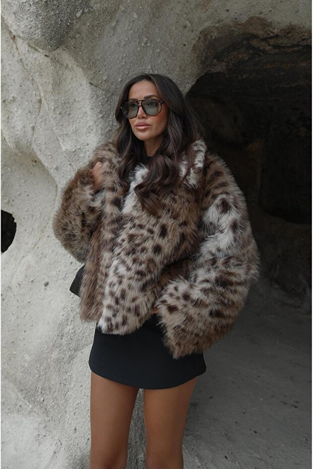 Leopard Patterned Layered Collar Fur - 4