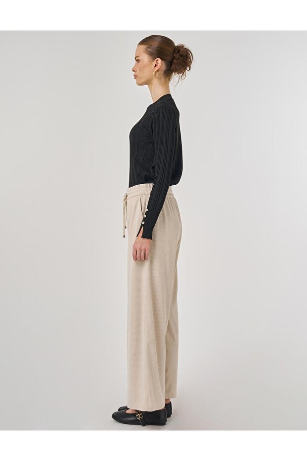 Rahat Kesim Kadife Pantolon Taş - 3