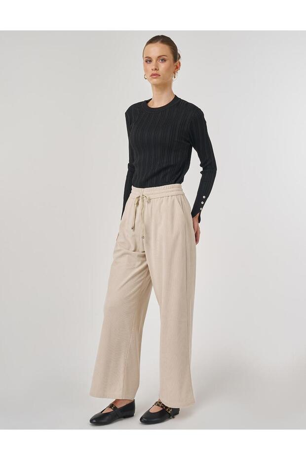 Rahat Kesim Kadife Pantolon Taş - 1