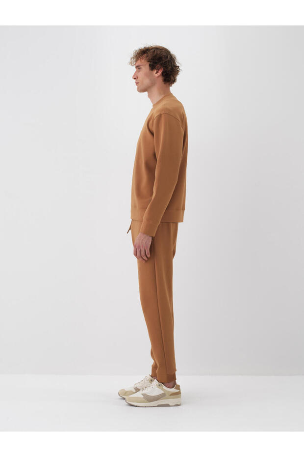 Erkek Camel Pamuklu Basıc Sweatshirt - 3