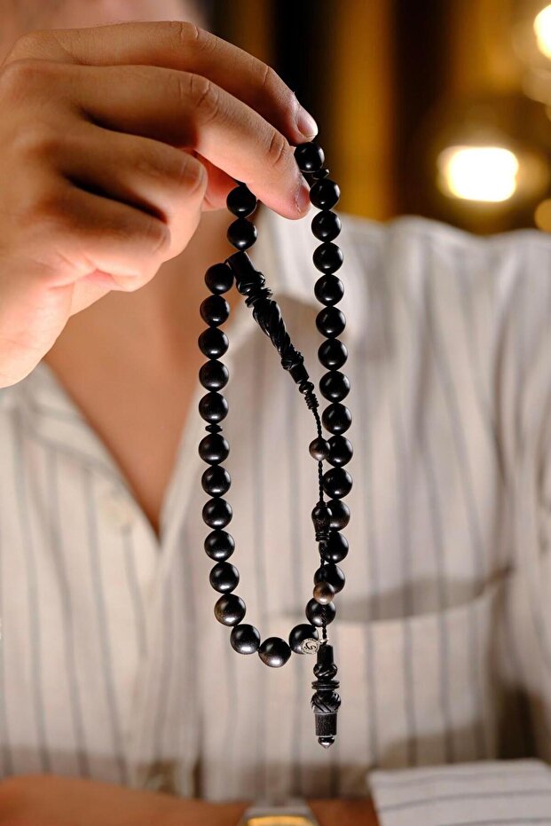Master Yusuf Cevher Special Carved Imam Ebony Wood Prayer Beads