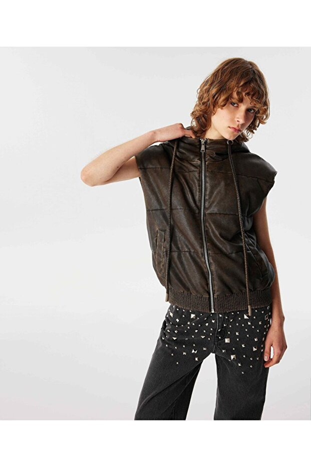 DERİ GÖRÜNÜMLÜ YELEK - 1