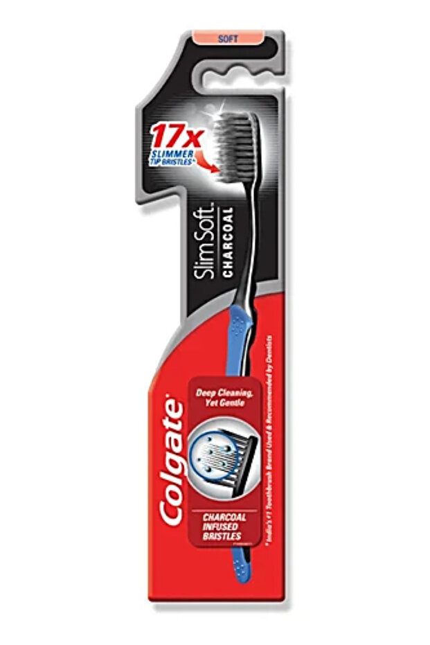 Slim Soft Black Charcoal Toothbrushes 2 Count Pack
