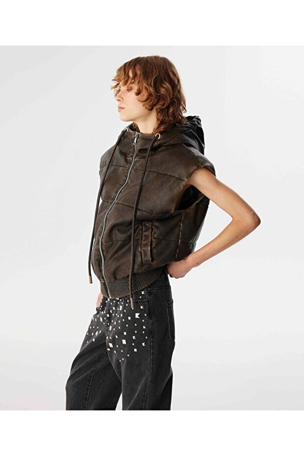 DERİ GÖRÜNÜMLÜ YELEK - 3