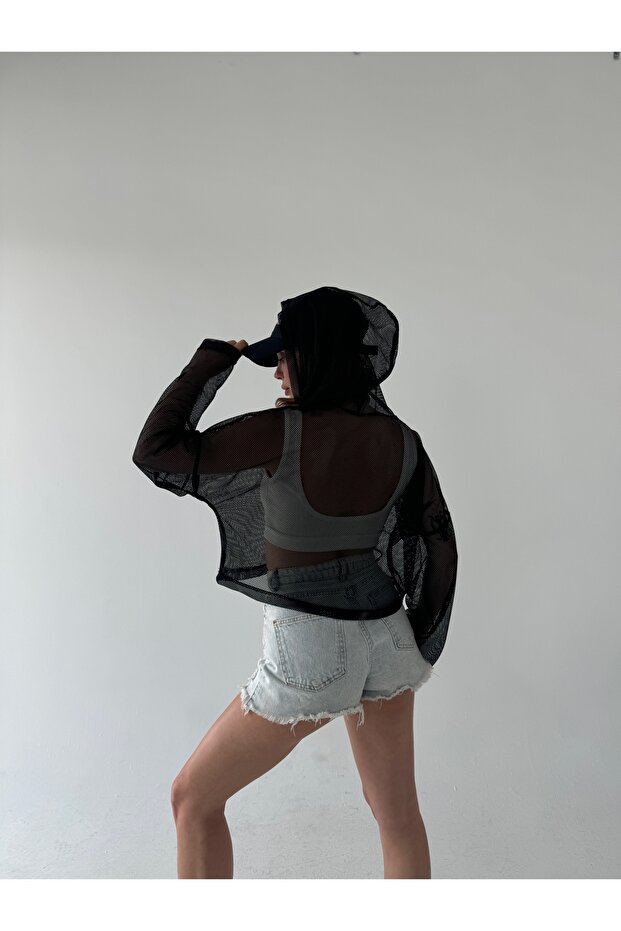 Kapüşonlu Oversize File Kadın Sweatshirt - 2