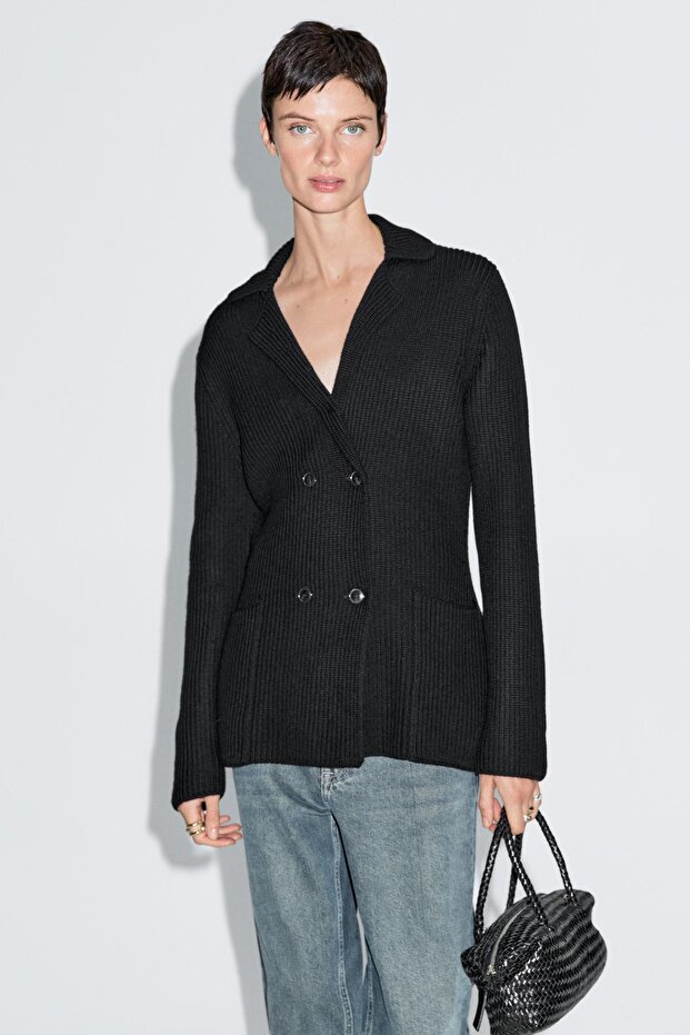 %100 yün kruvaze hırka - 3