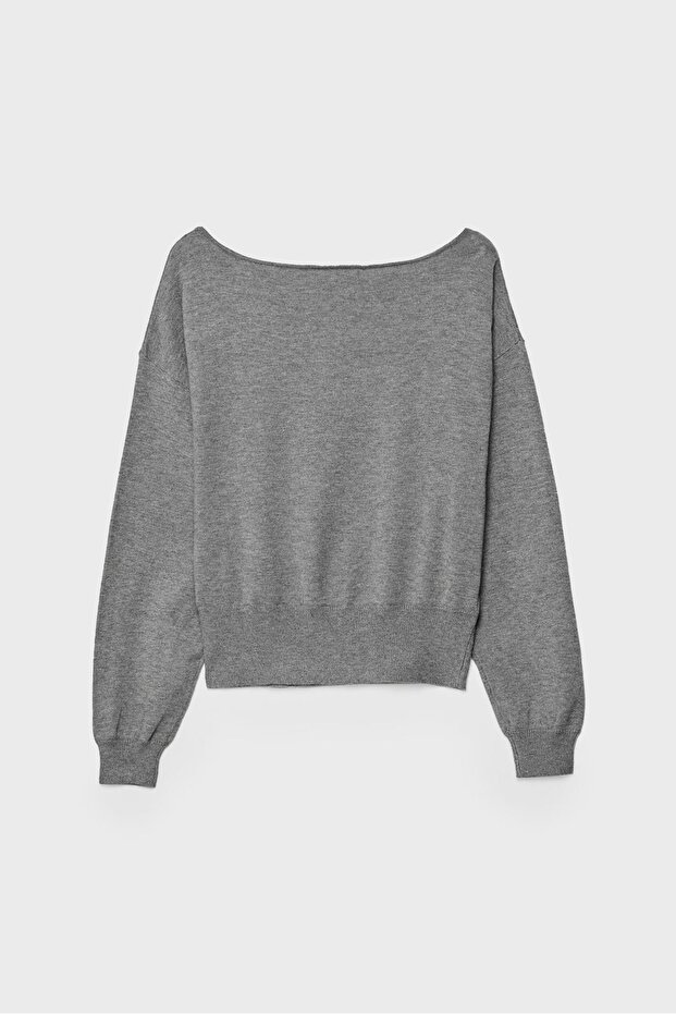 Geniş yaka triko kazak - 6