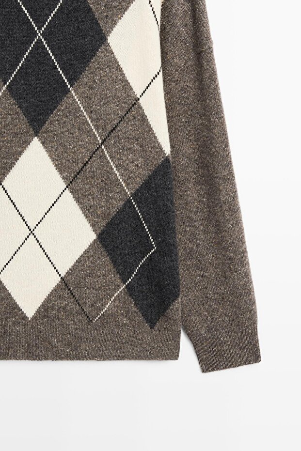 %100 yün Argyle triko kazak - 7