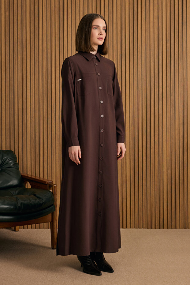 Önden Düğmeli Modal Gömlek Elbise - 2