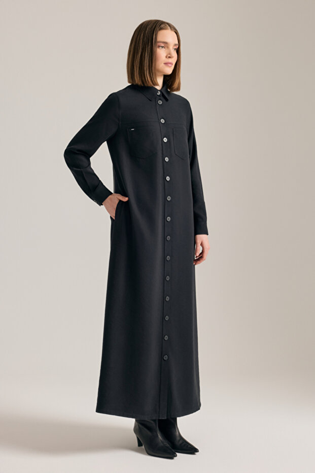 Önden Düğmeli Modal Gömlek Elbise - 3