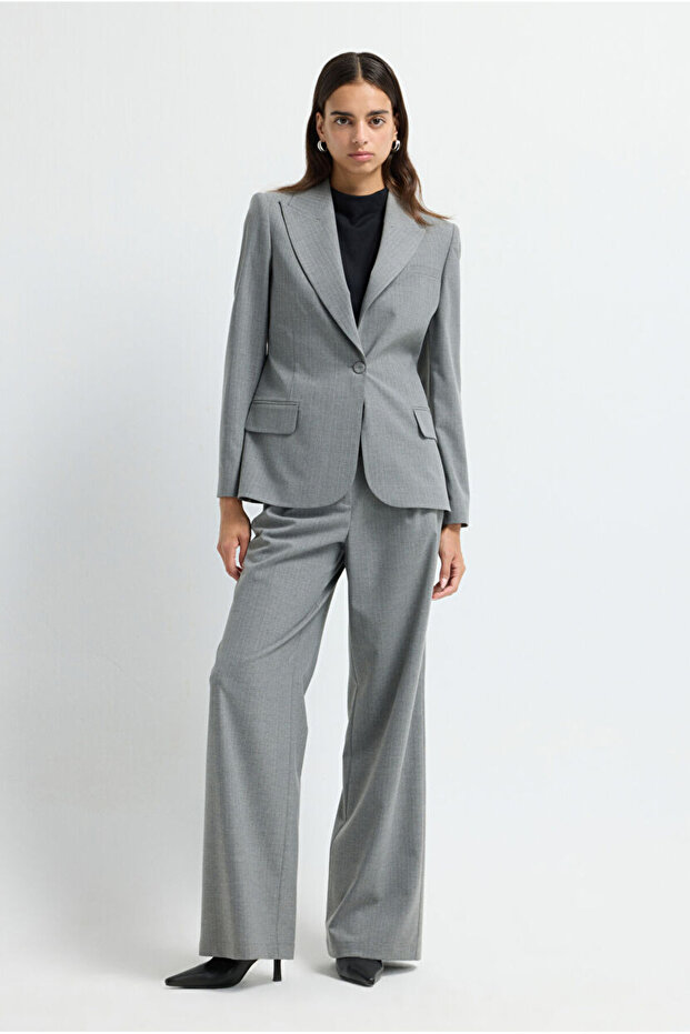 Çizgili Blazer Ceket - 3