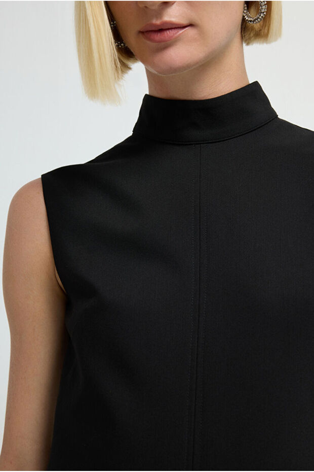 Kemerli Dik Yaka Elbise - 3