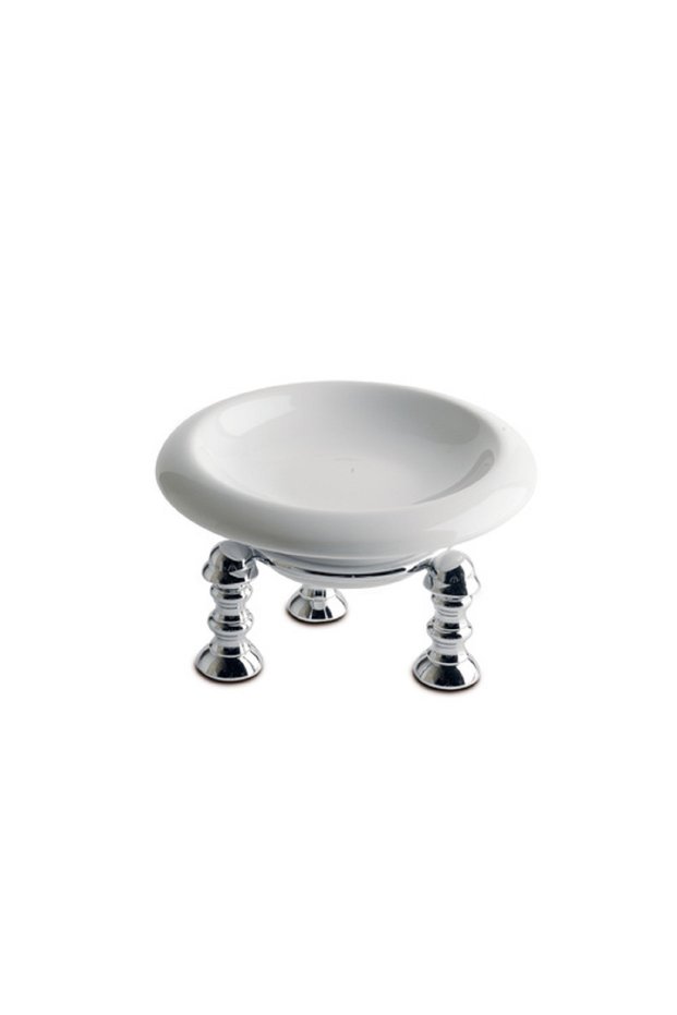 New England Soap Dish, Counter Top - Ceramic/Chrome