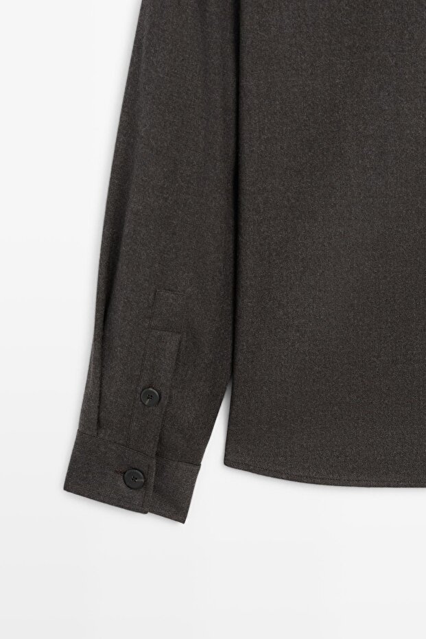 Çift yün regular fit ince ceket - 7